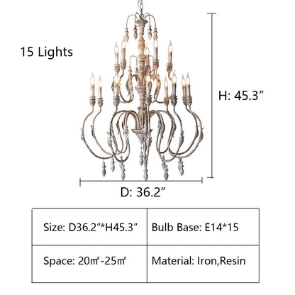 French Vintage Candle Chandelier for Living Room/Bedroom-Nobipets