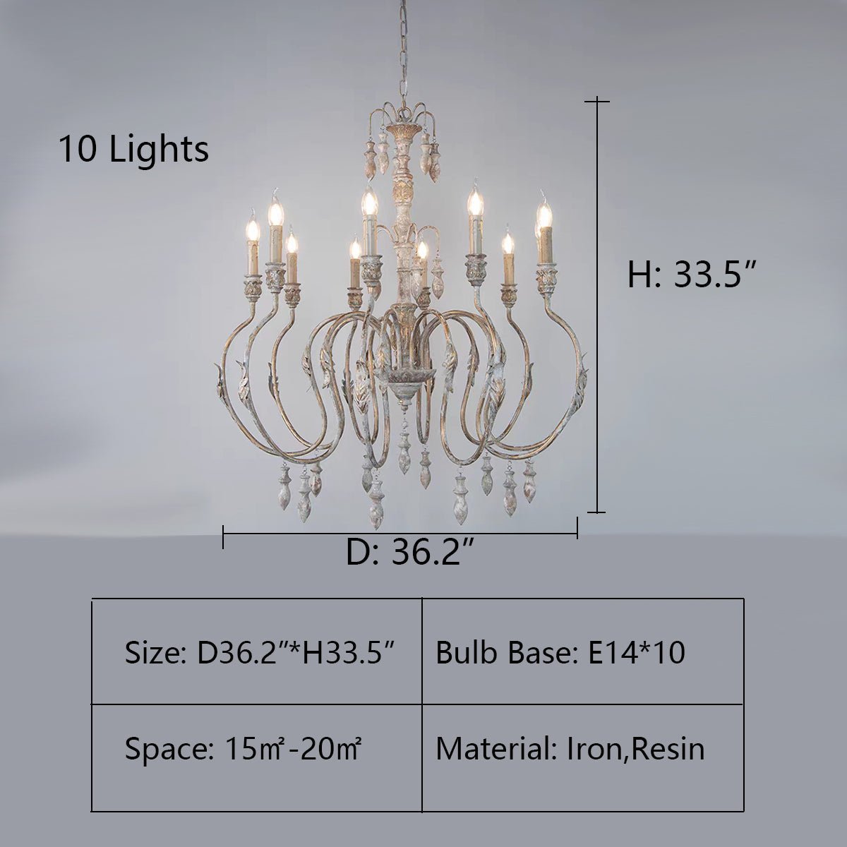 French Vintage Candle Chandelier for Living Room/Bedroom-Nobipets
