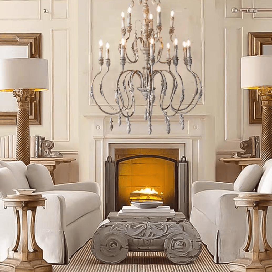 French Vintage Candle Chandelier for Living Room/Bedroom-Nobipets