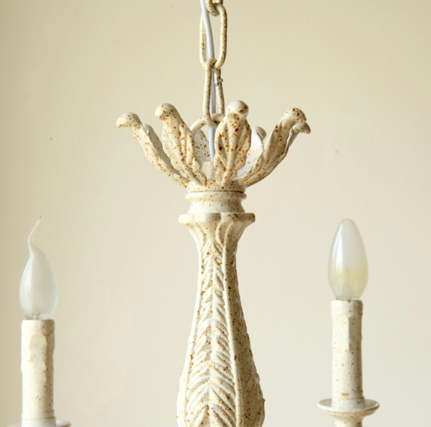 French Vintage Country Style White Rustic Iron Art Chandelier 6/8 Lights for Dining Room Bedroom Living Room-Nobipets