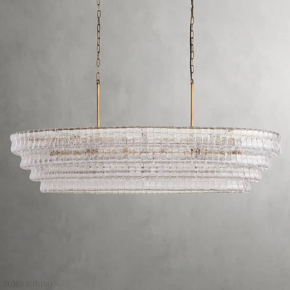 Ghiaccio Art Glass Oval Chandelier 54"/65"-Nobipets