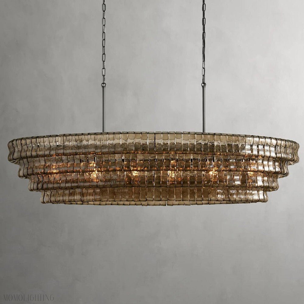 Ghiaccio Art Glass Oval Chandelier 54"/65"-Nobipets