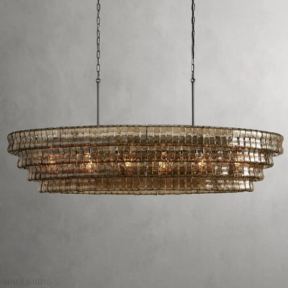 Ghiaccio Art Glass Oval Chandelier 54"/65"-Nobipets