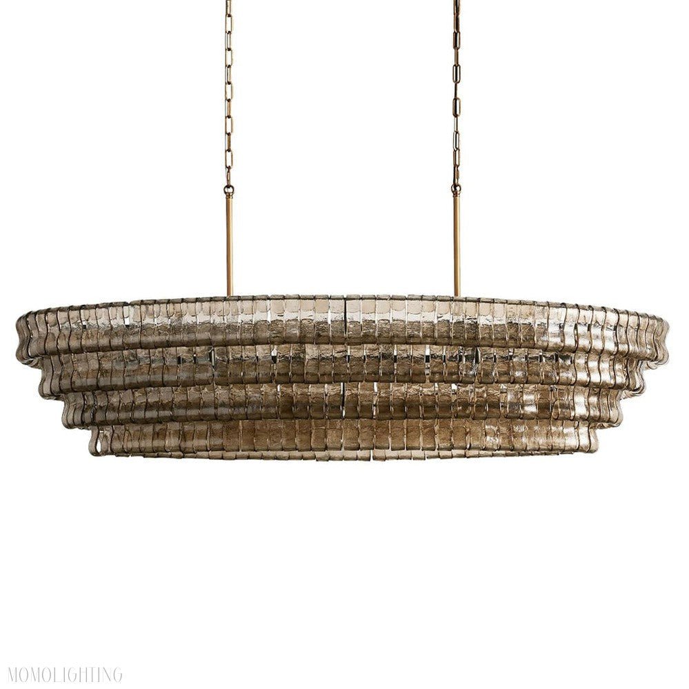 Ghiaccio Art Glass Oval Chandelier 54"/65"-Nobipets