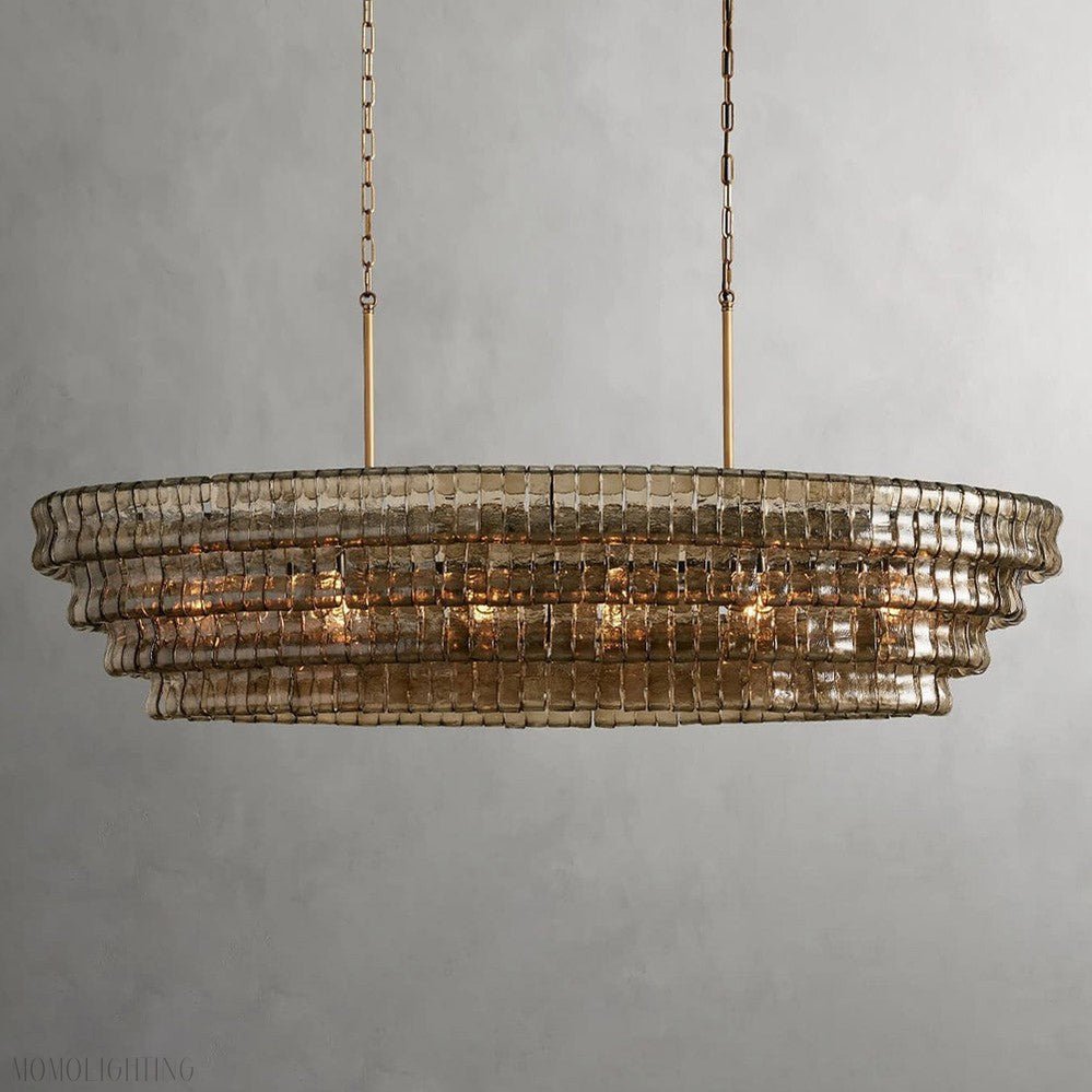 Ghiaccio Art Glass Oval Chandelier 54"/65"-Nobipets