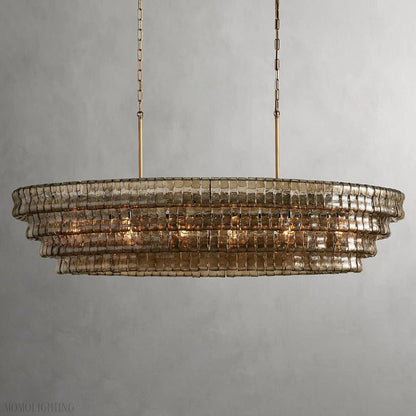 Ghiaccio Art Glass Oval Chandelier 54"/65"-Nobipets