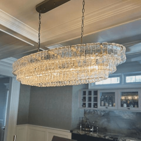 Ghiaccio Art Glass Oval Chandelier 54"/65"-Nobipets
