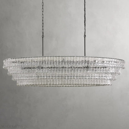 Ghiaccio Art Glass Oval Chandelier 54"/65"-Nobipets