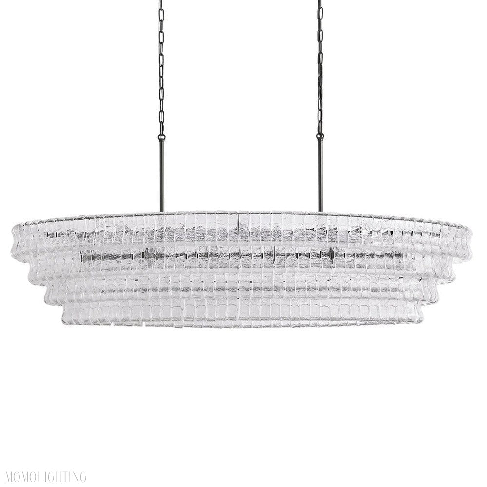 Ghiaccio Art Glass Oval Chandelier 54"/65"-Nobipets