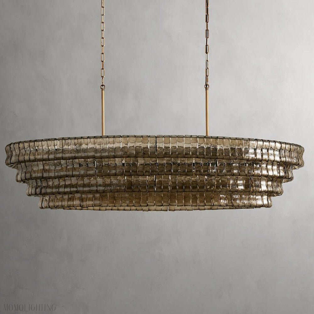 Ghiaccio Art Glass Oval Chandelier 54"/65"-Nobipets