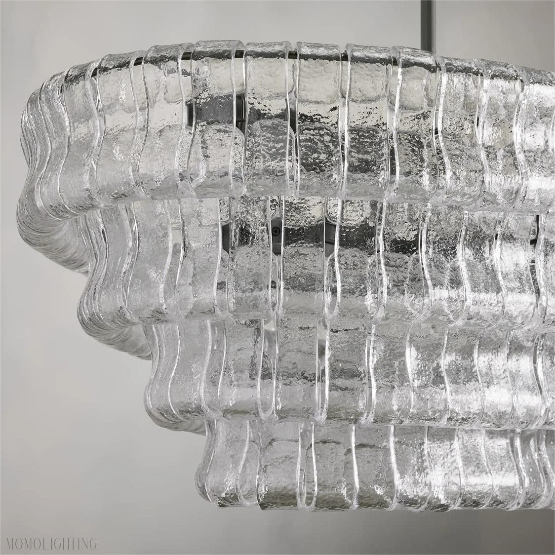 Ghiaccio Art Glass Oval Chandelier 54"/65"-Nobipets