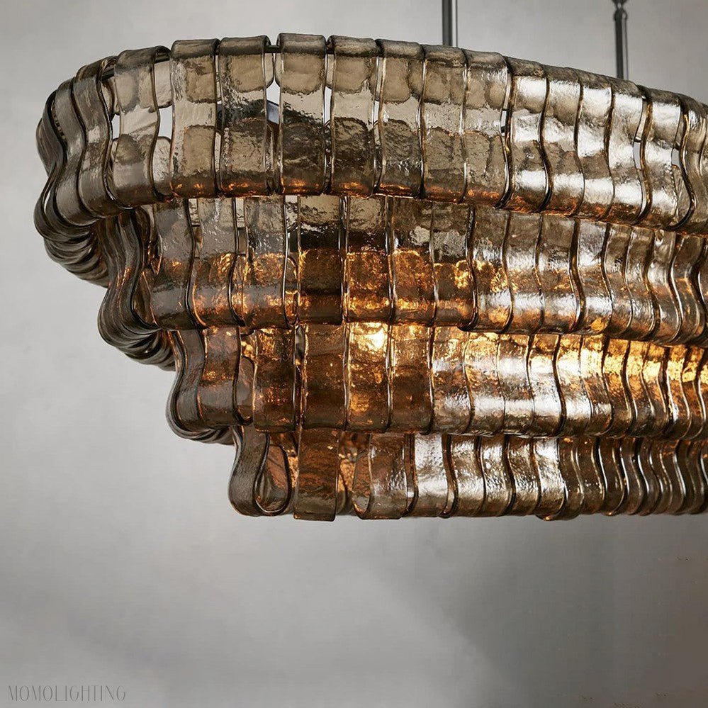 Ghiaccio Art Glass Oval Chandelier 54"/65"-Nobipets