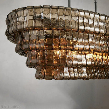 Ghiaccio Art Glass Oval Chandelier 54"/65"-Nobipets