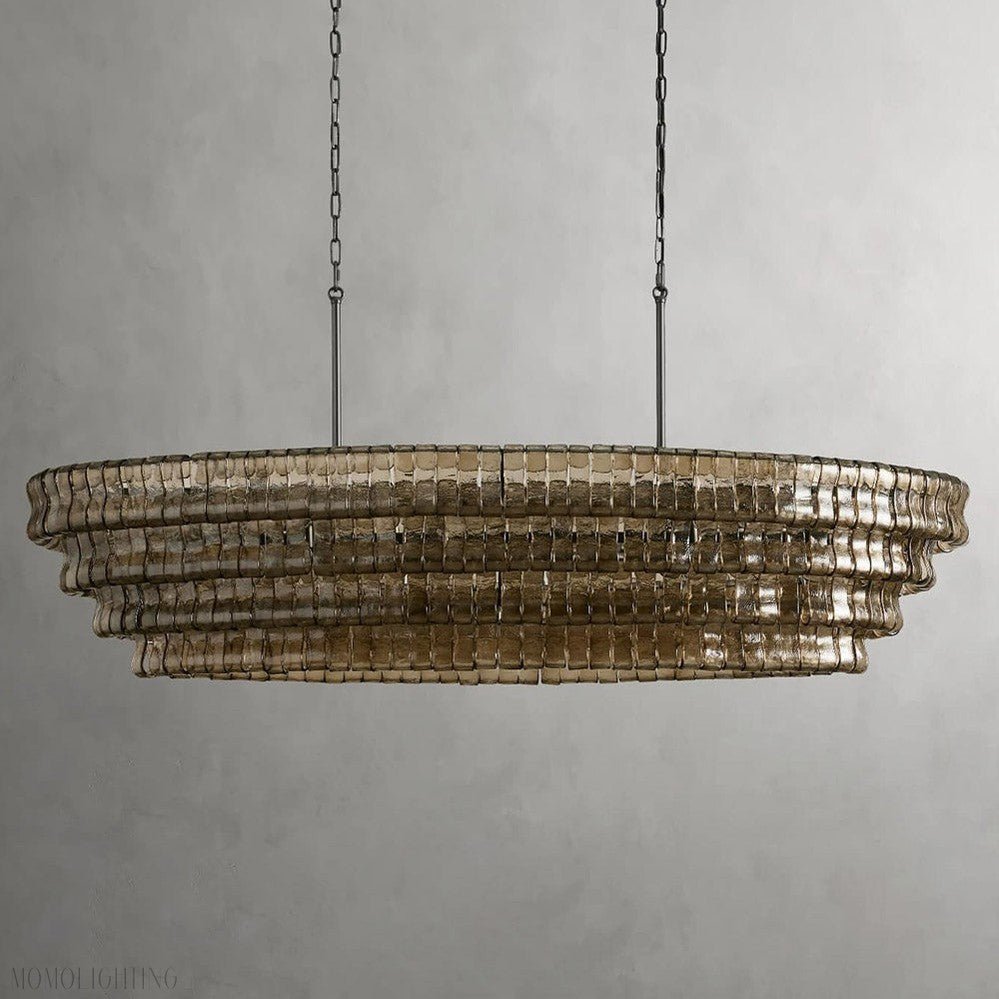 Ghiaccio Art Glass Oval Chandelier 54"/65"-Nobipets