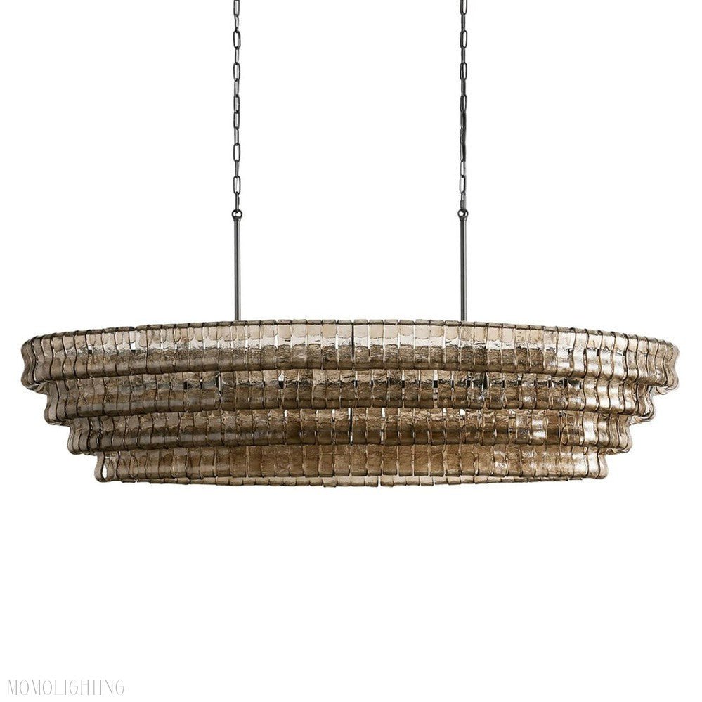 Ghiaccio Art Glass Oval Chandelier 54"/65"-Nobipets