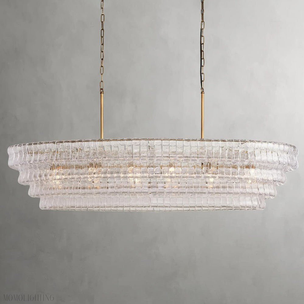 Ghiaccio Art Glass Oval Chandelier 54"/65"-Nobipets