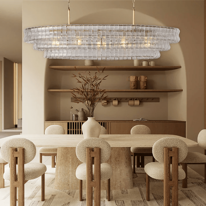 Ghiaccio Art Glass Oval Chandelier 54"/65"-Nobipets