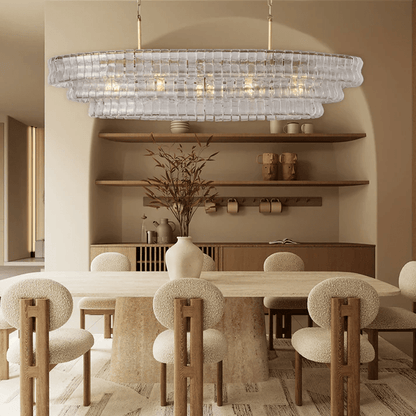 Ghiaccio Art Glass Oval Chandelier 54"/65"-Nobipets