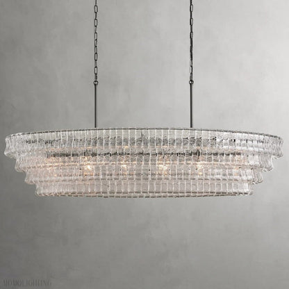 Ghiaccio Art Glass Oval Chandelier 54"/65"-Nobipets
