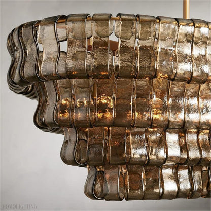 Ghiaccio Art Glass Oval Chandelier 54"/65"-Nobipets