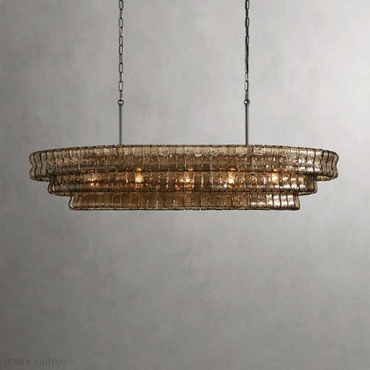Ghiaccio Oval Art Glass Chandelier For Kitchen Dining Room 54"/65"-Nobipets