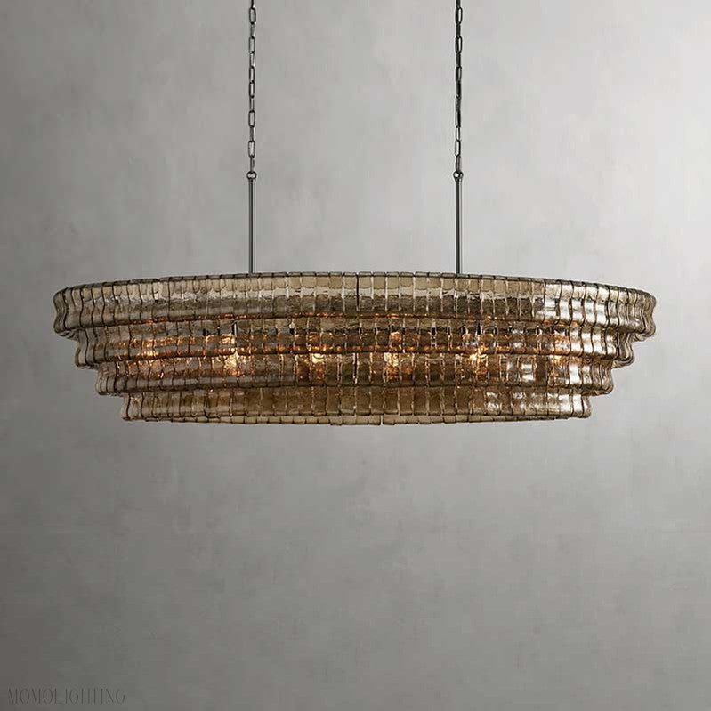Ghiaccio Oval Art Glass Chandelier For Kitchen Dining Room 54"/65"-Nobipets