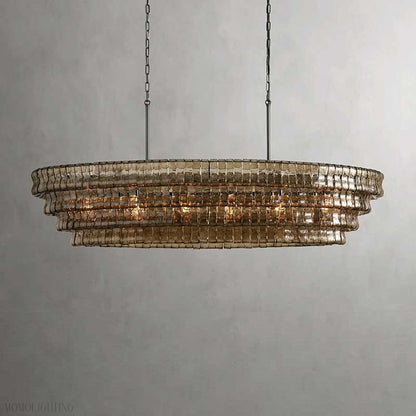 Ghiaccio Oval Art Glass Chandelier For Kitchen Dining Room 54"/65"-Nobipets