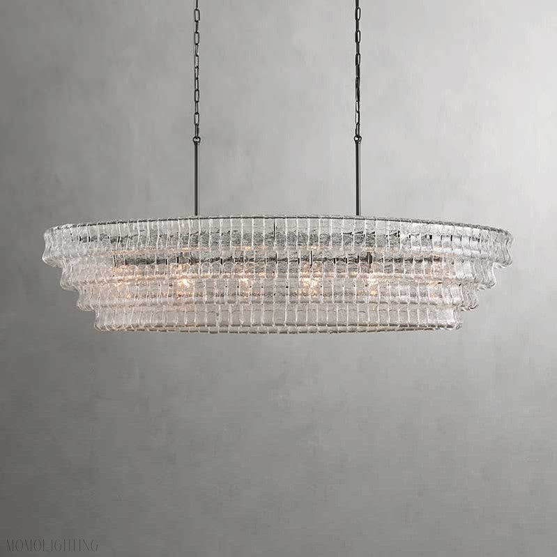 Ghiaccio Oval Art Glass Chandelier For Kitchen Dining Room 54"/65"-Nobipets