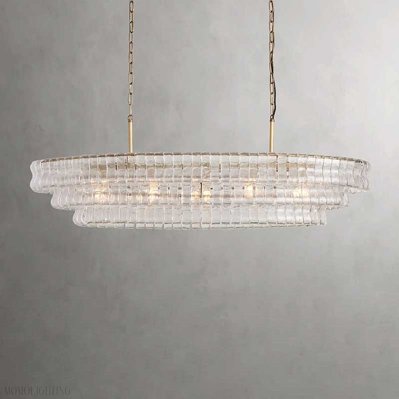 Ghiaccio Oval Art Glass Chandelier For Kitchen Dining Room 54"/65"-Nobipets