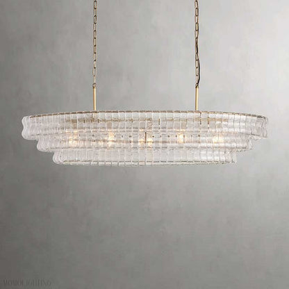 Ghiaccio Oval Art Glass Chandelier For Kitchen Dining Room 54"/65"-Nobipets