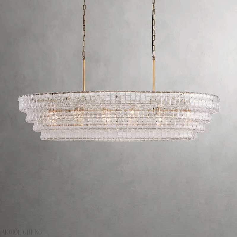 Ghiaccio Oval Art Glass Chandelier For Kitchen Dining Room 54"/65"-Nobipets