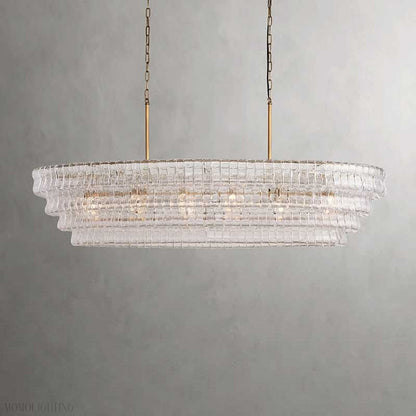 Ghiaccio Oval Art Glass Chandelier For Kitchen Dining Room 54"/65"-Nobipets