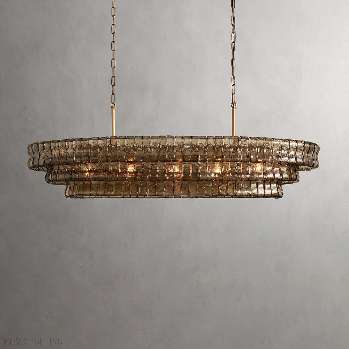 Ghiaccio Oval Art Glass Chandelier For Kitchen Dining Room 54"/65"-Nobipets