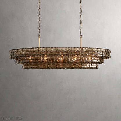 Ghiaccio Oval Art Glass Chandelier For Kitchen Dining Room 54"/65"-Nobipets