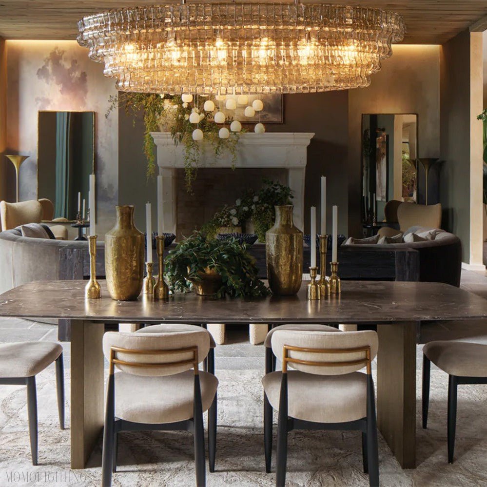 Ghiaccio Oval Art Glass Chandelier For Kitchen Dining Room 54"/65"-Nobipets