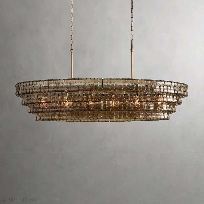 Ghiaccio Oval Art Glass Chandelier For Kitchen Dining Room 54"/65"-Nobipets