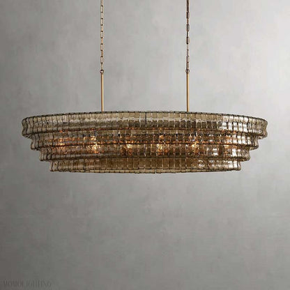 Ghiaccio Oval Art Glass Chandelier For Kitchen Dining Room 54"/65"-Nobipets
