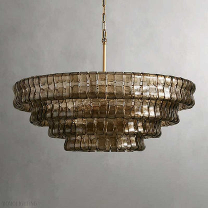 Ghiaccio Round Chandelier in Glass Brass 36"-Nobipets