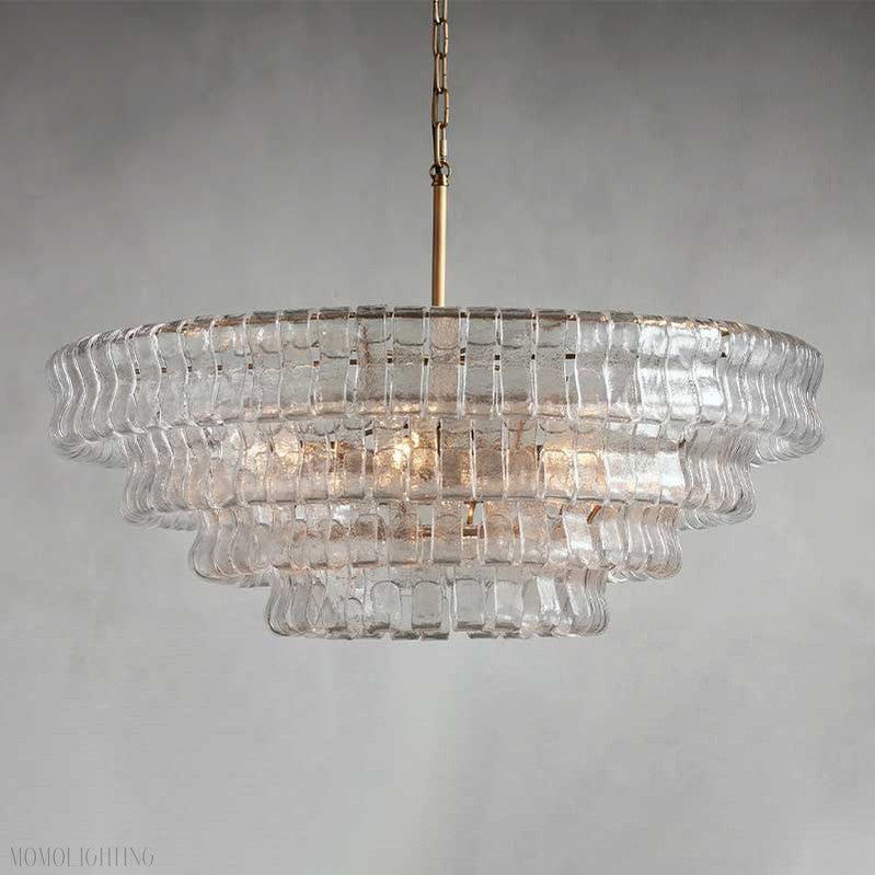 Ghiaccio Round Chandelier in Glass Brass 36"-Nobipets