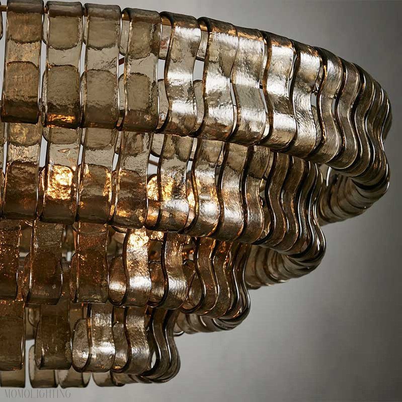 Ghiaccio Round Chandelier in Glass Brass 36"-Nobipets