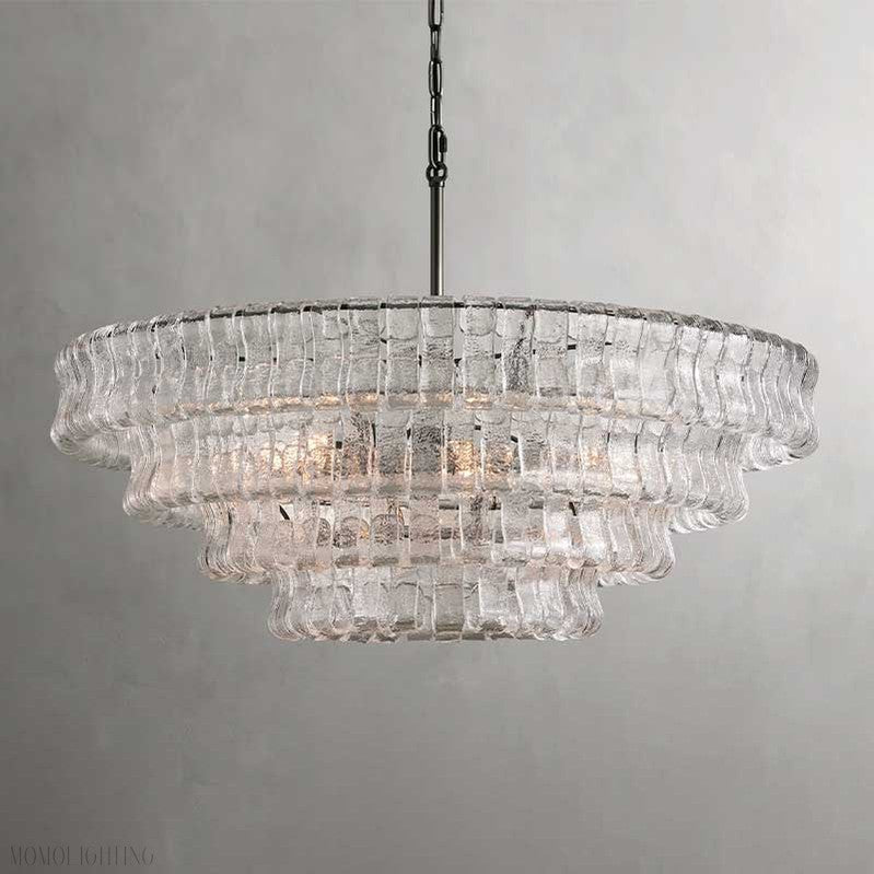 Ghiaccio Round Chandelier in Glass Brass 36"-Nobipets