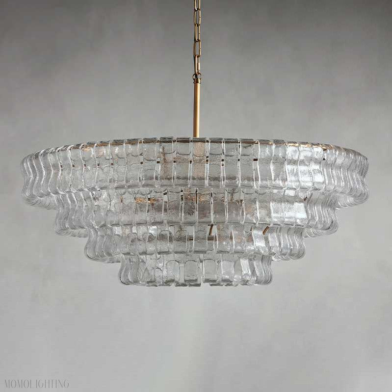 Ghiaccio Round Chandelier in Glass Brass 36"-Nobipets
