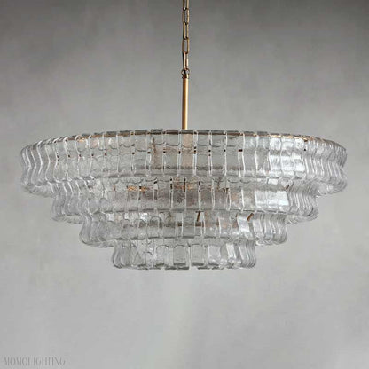 Ghiaccio Round Chandelier in Glass Brass 36"-Nobipets