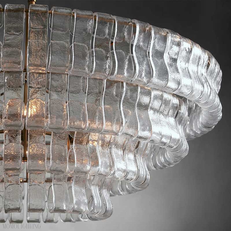 Ghiaccio Round Chandelier in Glass Brass 36"-Nobipets