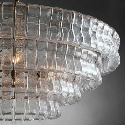 Ghiaccio Round Chandelier in Glass Brass 36"-Nobipets