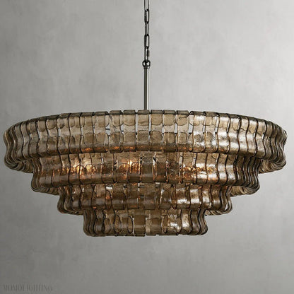 Ghiaccio Round Chandelier in Glass Brass 36"-Nobipets