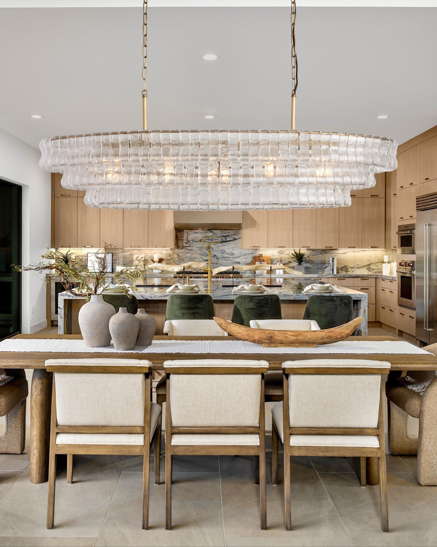 Ghiaccio Smoke Class Oval Chandelier 54" 65"