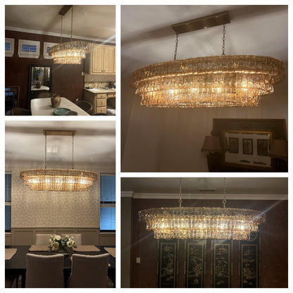 Ghiaccio Smoke Class Oval Chandelier 54" 65"
