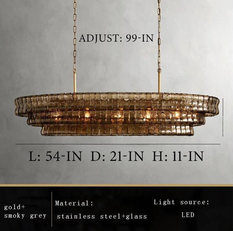 Ghiaccio Smoke Class Oval Chandelier 54" 65"