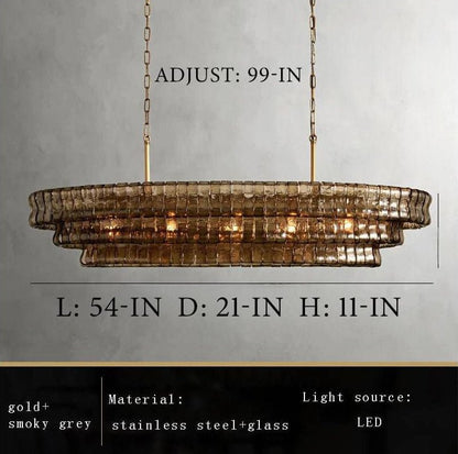 Ghiaccio Smoke Class Oval Chandelier 54" 65"